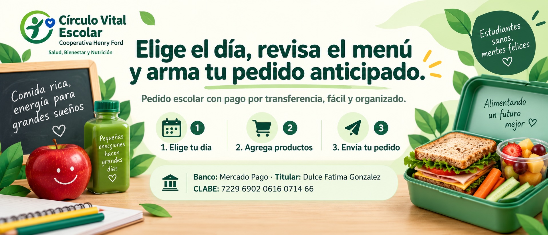 Elige el dia, revisa el menu y arma tu pedido anticipado