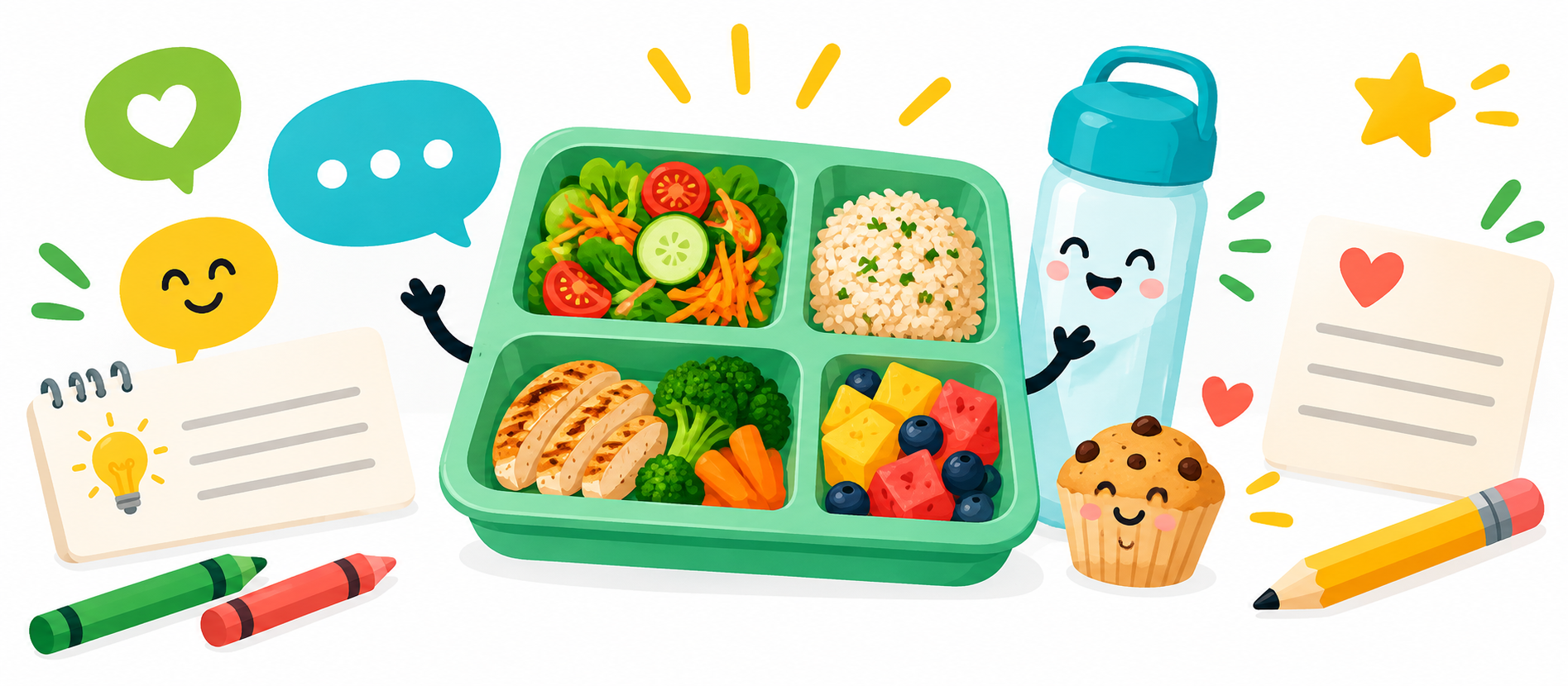 Alimentos escolares y tarjetas de sugerencias